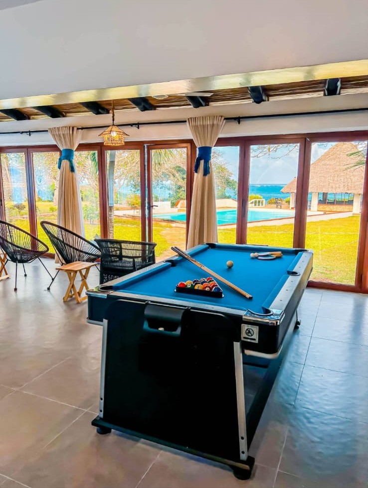 Pool table and entertainment area