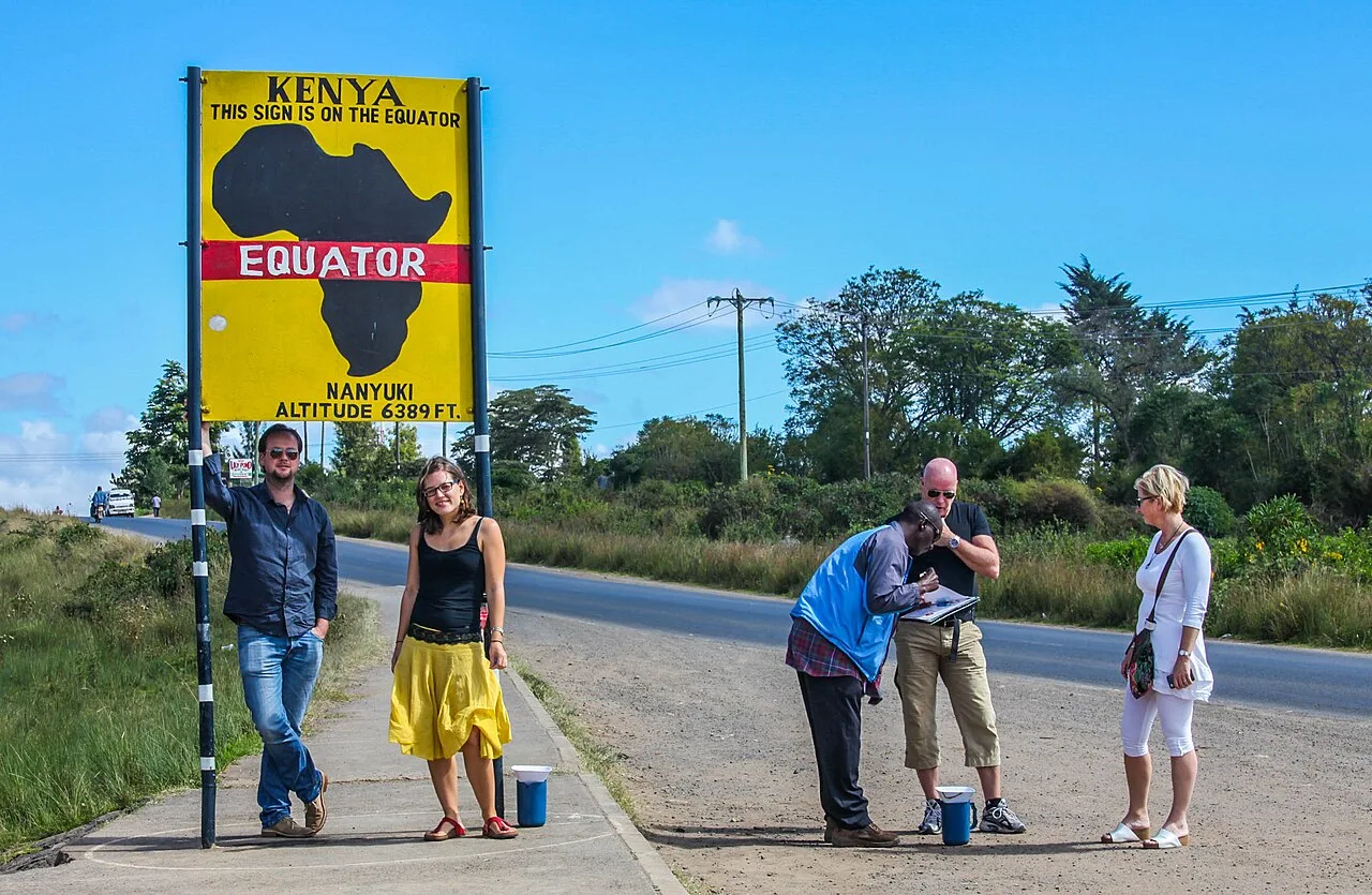 Visitors at the Nanyuki equator sign in 2013